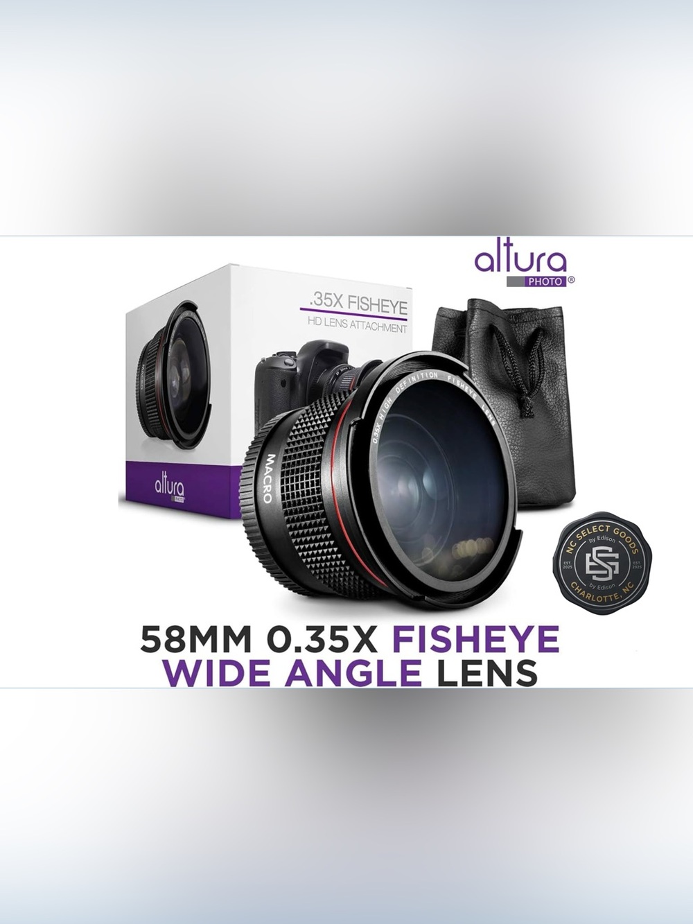 Altura Photo .35X HD Fisheye Wide Angle Lens Attachment 58mm with Macro⁠